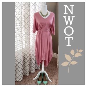 Dusty Pink Empire Waist Midi Dress